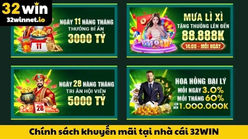 Trang chủ Chính sách khuyến mãi cực khủng của nhà cái 32WIN