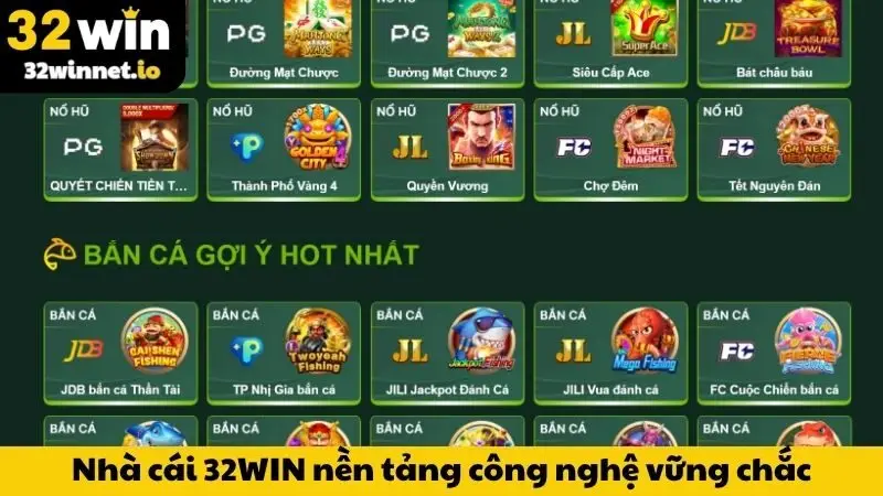 Trang chủ Hệ thống nhà cái 32WIN được xây dựng trên nền tảng công nghệ vững chắc